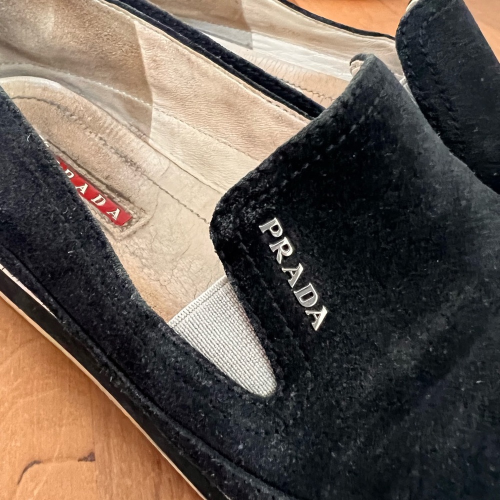 Prada Navy Suede slip on Sneakers